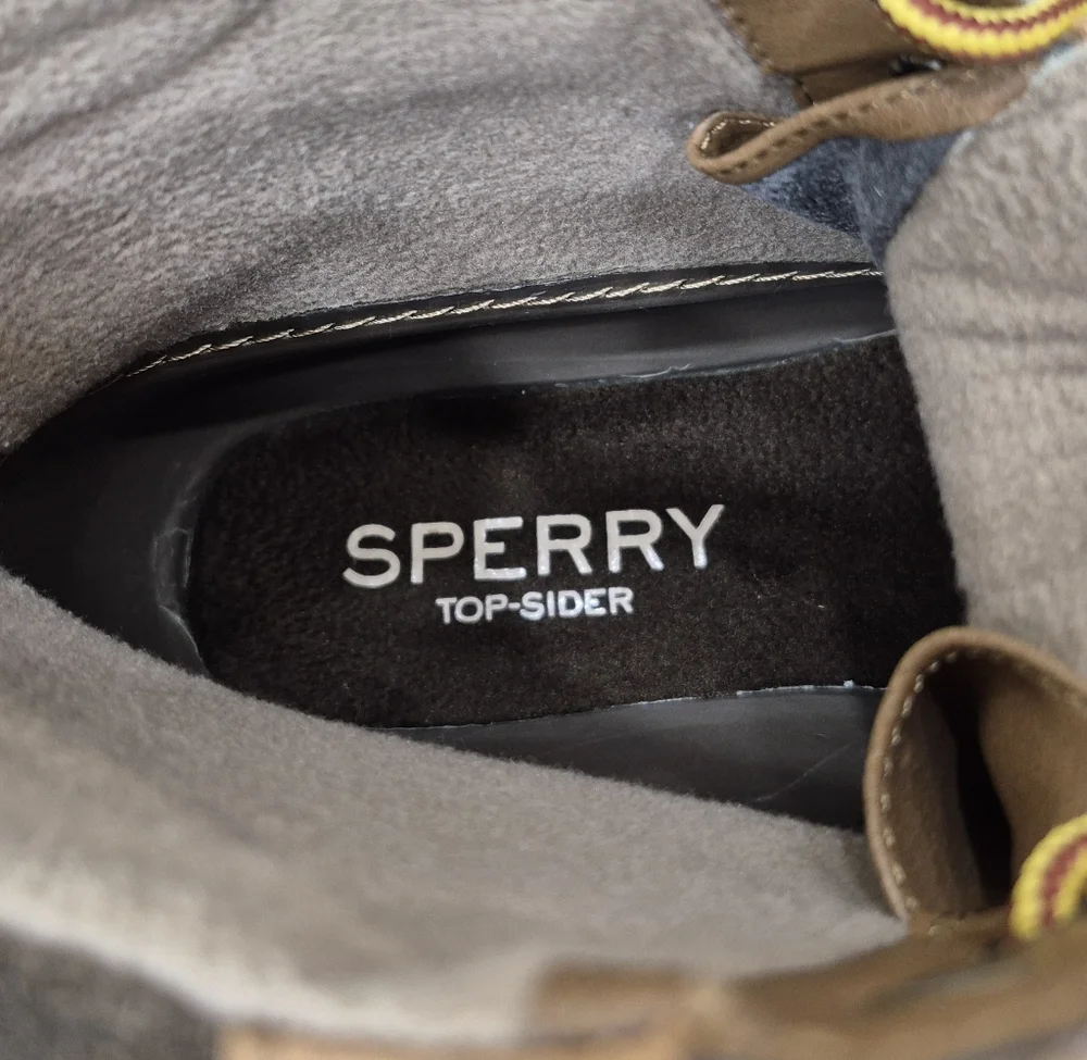 Sperry Top Sider duck boots men's 8 taupe brown leather shaft waterproof